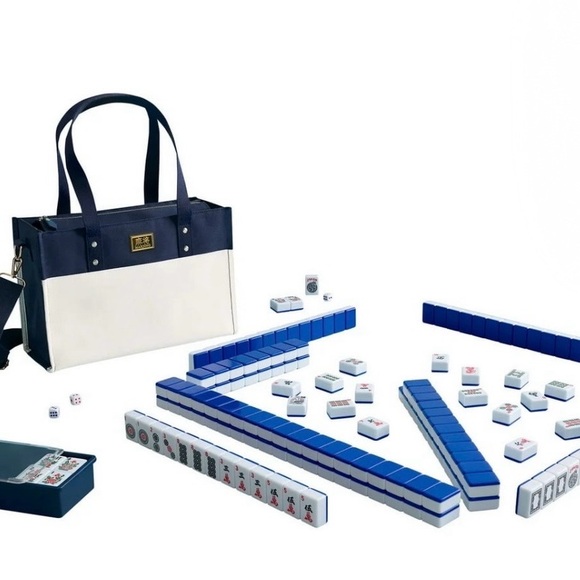 Mahjong Tile Gane Set Complete w/ Bag Racks Dice Open Box Clean Set - Picture 11 of 14